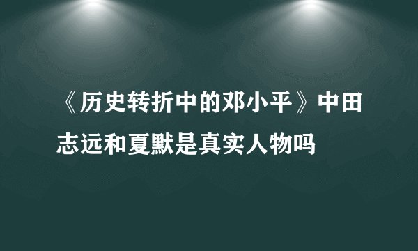 《历史转折中的邓小平》中田志远和夏默是真实人物吗