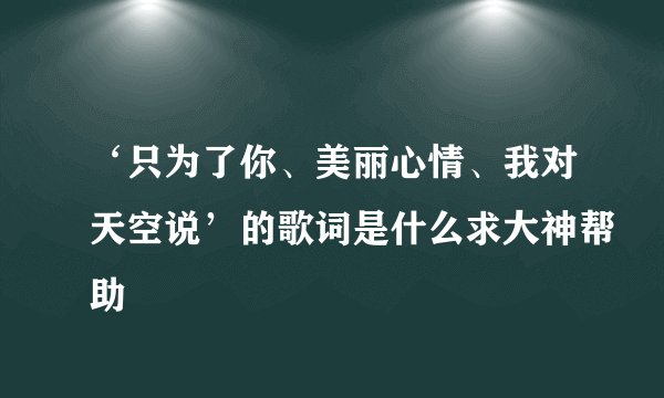 ‘只为了你、美丽心情、我对天空说’的歌词是什么求大神帮助