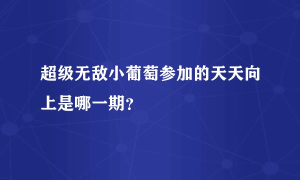 超级无敌小葡萄参加的天天向上是哪一期？