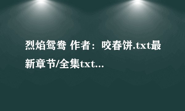 烈焰鸳鸯 作者：咬春饼.txt最新章节/全集txt免费下载