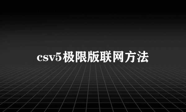 csv5极限版联网方法