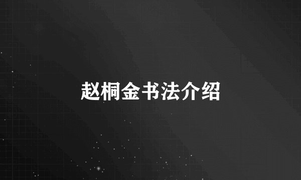 赵桐金书法介绍