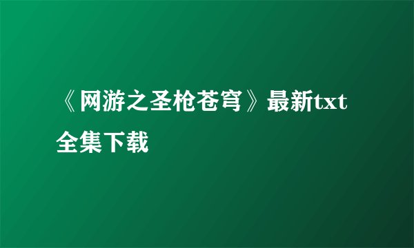 《网游之圣枪苍穹》最新txt全集下载