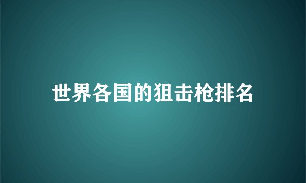 世界各国的狙击枪排名