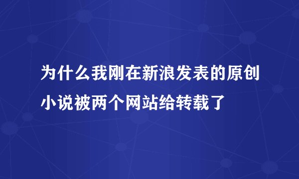 为什么我刚在新浪发表的原创小说被两个网站给转载了