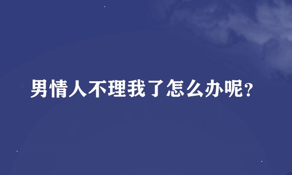 男情人不理我了怎么办呢？