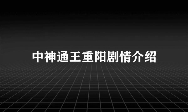 中神通王重阳剧情介绍