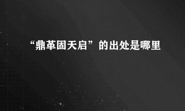 “鼎革固天启”的出处是哪里