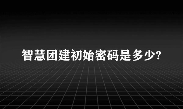 智慧团建初始密码是多少?