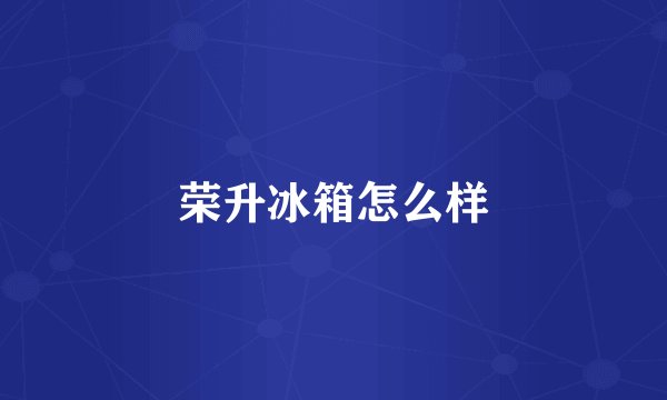 荣升冰箱怎么样