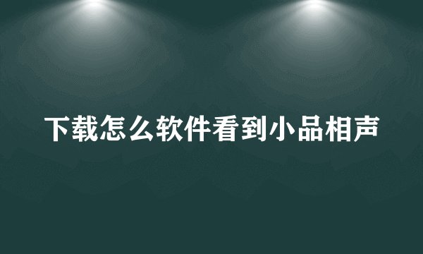 下载怎么软件看到小品相声