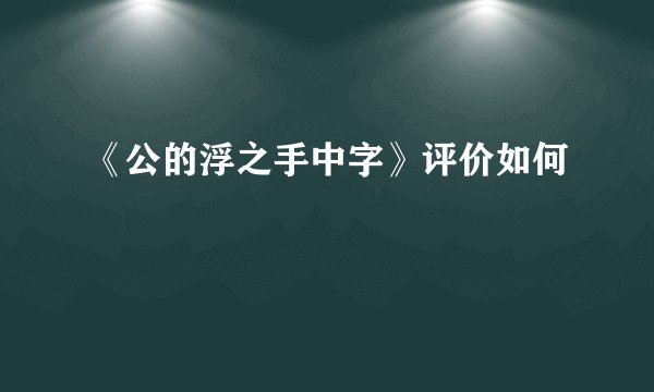 《公的浮之手中字》评价如何
