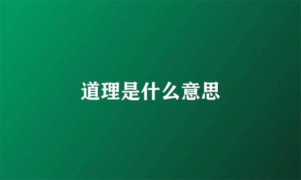 道理是什么意思