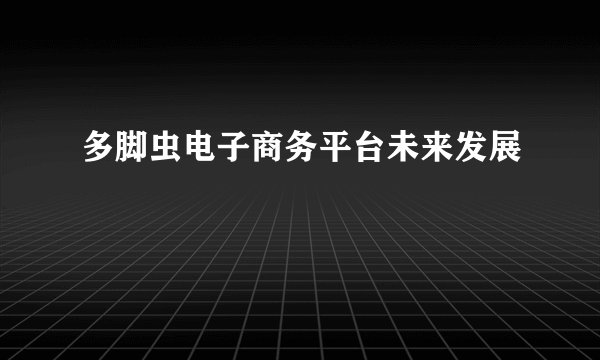 多脚虫电子商务平台未来发展