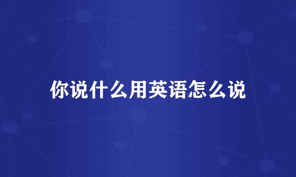 你说什么用英语怎么说