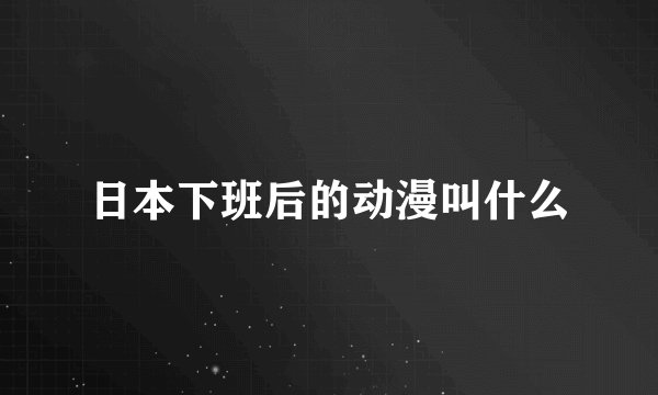 日本下班后的动漫叫什么