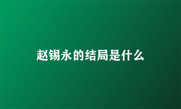 赵锡永的结局是什么