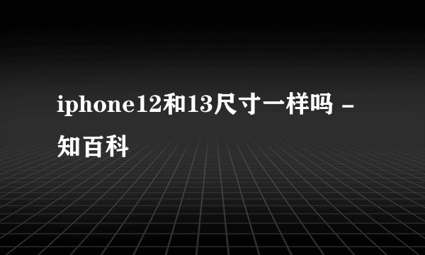 iphone12和13尺寸一样吗 - 知百科