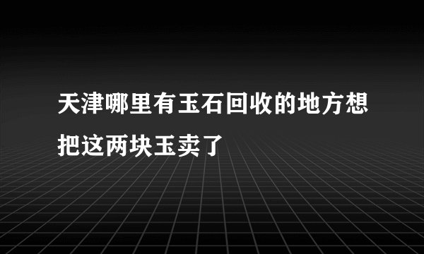 天津哪里有玉石回收的地方想把这两块玉卖了