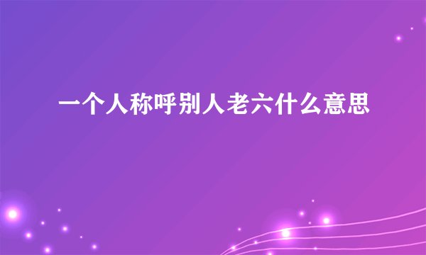一个人称呼别人老六什么意思