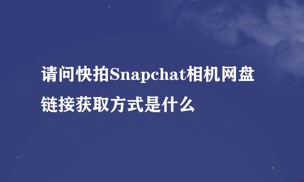 请问快拍Snapchat相机网盘链接获取方式是什么