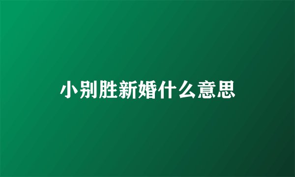 小别胜新婚什么意思