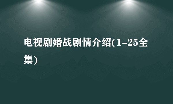 电视剧婚战剧情介绍(1-25全集)