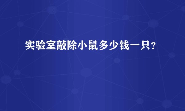 实验室敲除小鼠多少钱一只？