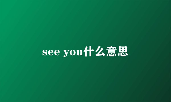 see you什么意思