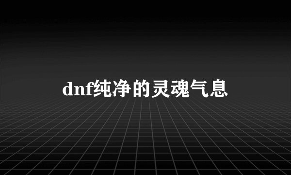 dnf纯净的灵魂气息