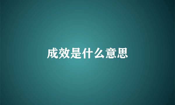 成效是什么意思