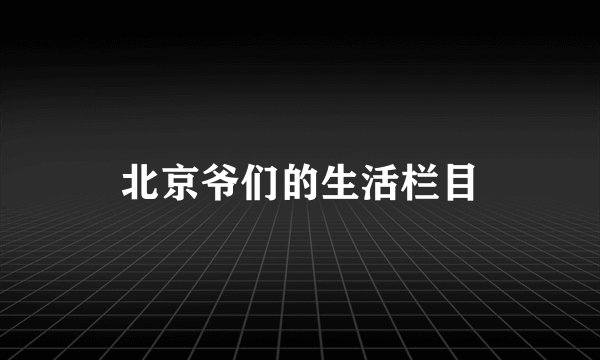 北京爷们的生活栏目