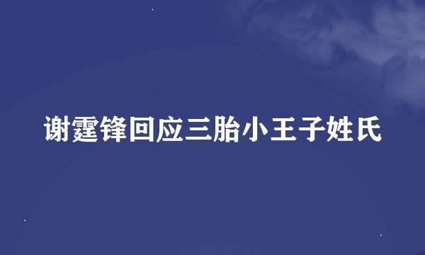 谢霆锋回应三胎小王子姓氏