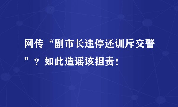 网传“副市长违停还训斥交警”？如此造谣该担责！
