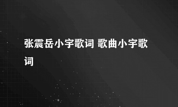 张震岳小宇歌词 歌曲小宇歌词