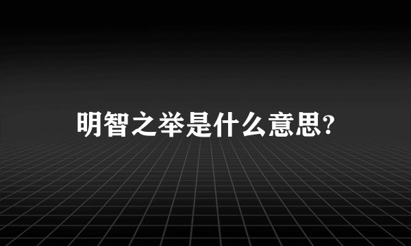 明智之举是什么意思?