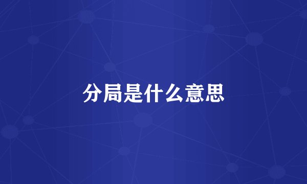 分局是什么意思