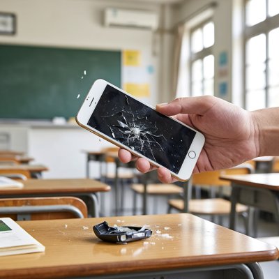 在课上玩手机被老师看见老师当面给我摔了,一个iPhone6 ,可以报警让老师赔偿吗