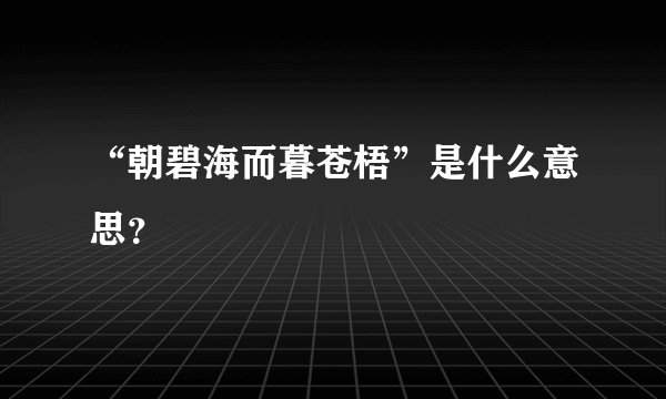 “朝碧海而暮苍梧”是什么意思？