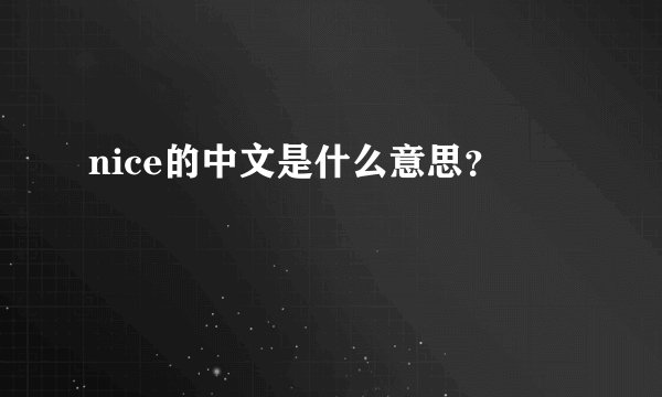 nice的中文是什么意思？