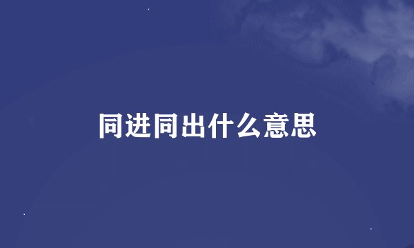 同进同出什么意思