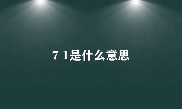 7 1是什么意思