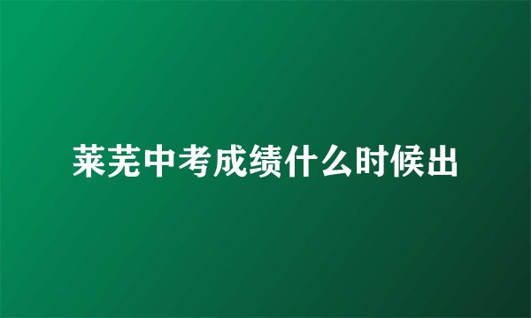 莱芜中考成绩什么时候出