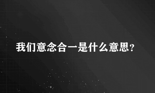 我们意念合一是什么意思?