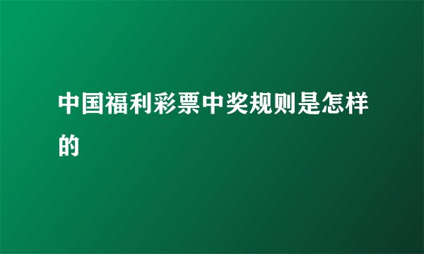 中国福利彩票中奖规则是怎样的