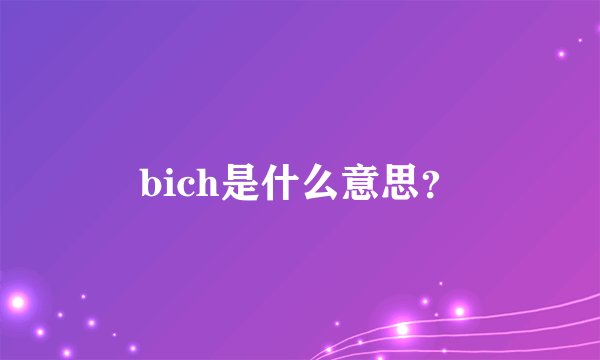 bich是什么意思？