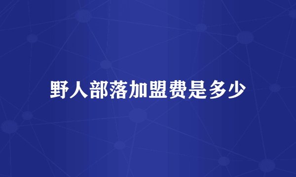 野人部落加盟费是多少