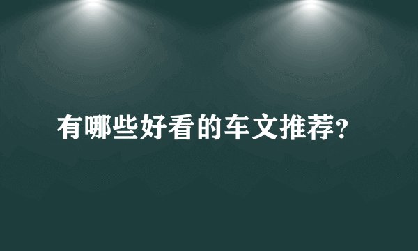 有哪些好看的车文推荐？