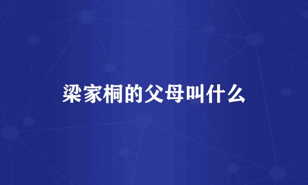 梁家桐的父母叫什么