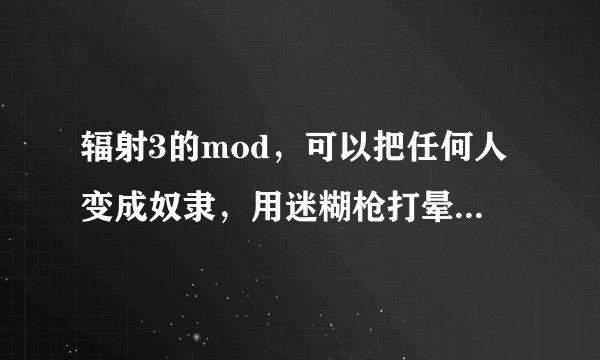 辐射3的mod，可以把任何人变成奴隶，用迷糊枪打晕之后会多出一个选项的mod，内容应该是你已经是我